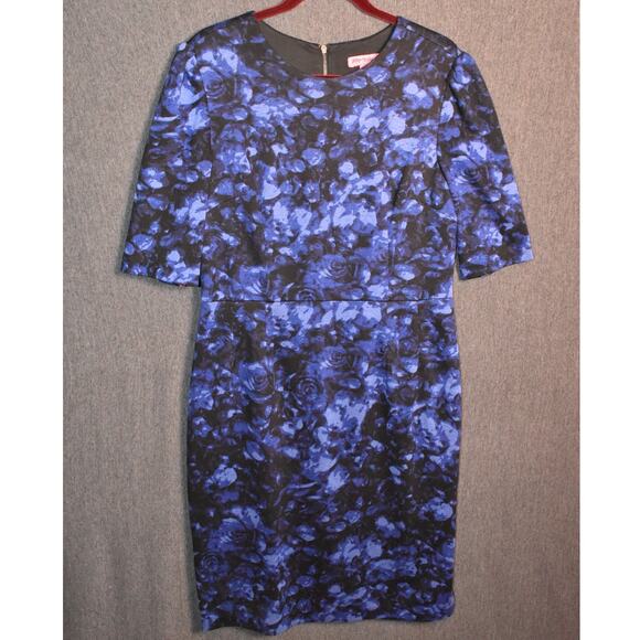 Betsey Johnson Blue Floral Print Dress Women's 14 - Picture 1 of 13